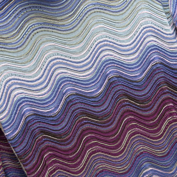 M Missoni Sweater Wavy Dégradé Pattern Knit Metallic Blue Purple Top Size 4 - Picture 6 of 8